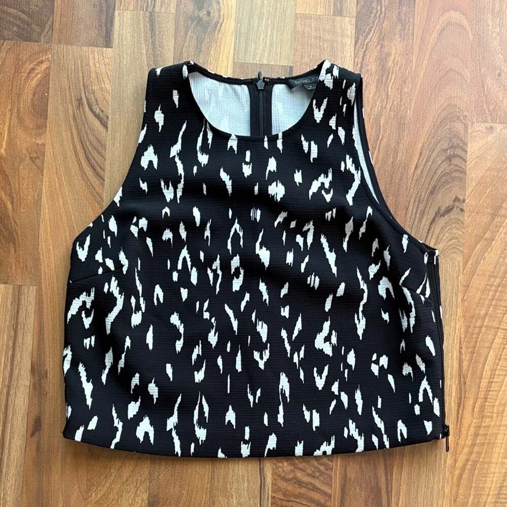 Rachel Zoe Woman’s Size 4 Black White Printed Sleeveless Top